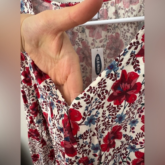 Waist-Difined Bell-Sleeve Faux-Wrap Dress for Women, red floral, Size L - Picture 7 of 11